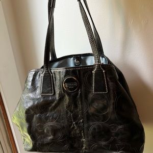 Black Coach Bowler Slouch Bag
